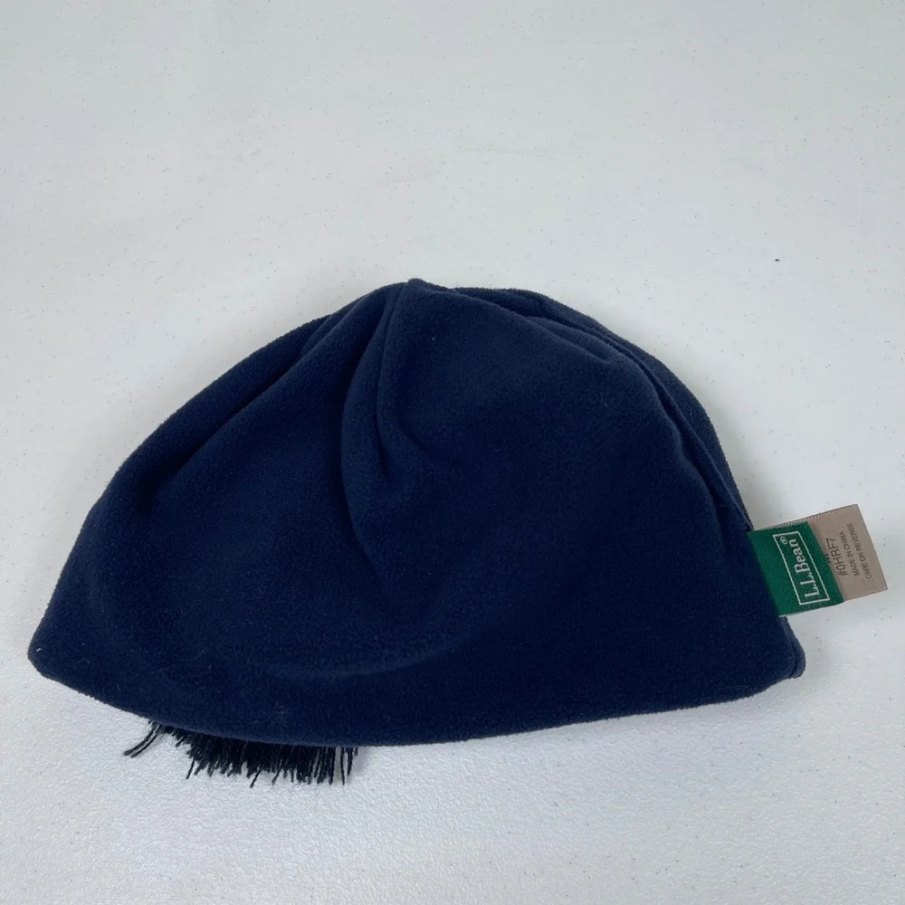LLBean Kids Boys Knit‎ Hat Red Fair Isle Tassel Blue Fleece Lined Size M